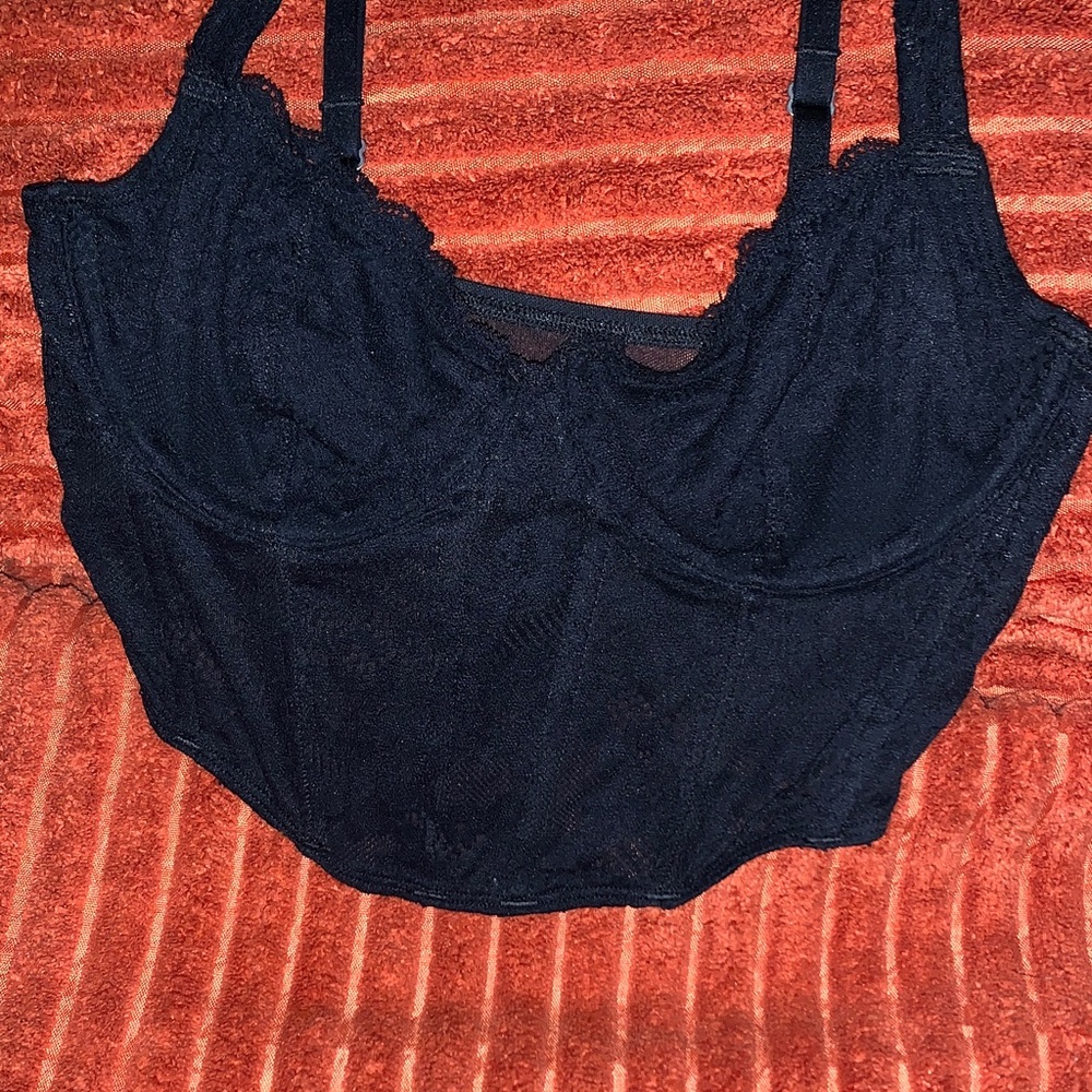 Black Lace Underwire Bustier Top - Women Intimates